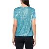 image:imageAnne Klein Womens Sequin Mesh W Triple Mesh Ss Banded TeePool Blue