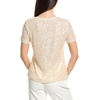 image:imageAnne Klein Womens Sequin Mesh W Triple Mesh Ss Banded TeeSoft Latte