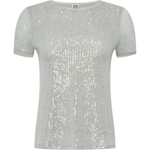 image:imageAnne Klein Womens Sequin Mesh W Triple Mesh Ss Banded TeeSoft Aloe