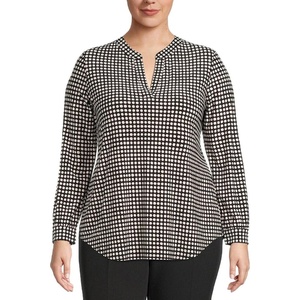 image:imageAnne Klein Womens Printed Ity Split Neck TunicBlack