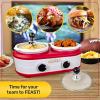 imageNostalgia Game Day 25Quart 2Section Slow Cooker with Lid and Ladle KegLike Design Cooks Chicken Wings Meatballs Chilli Cheese Soup Stews and More25 Qt Slow Cooker