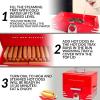 imageNostalgia Game Day Hot Dog Steamer and Bun Warmer Fits 20 Dogs and 8 Buns Steams Pot Stickers Veggies Potatoes and Other Appetizers or ToppingsRed Steamer