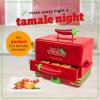 imageNostalgia Game Day Hot Dog Steamer and Bun Warmer Fits 20 Dogs and 8 Buns Steams Pot Stickers Veggies Potatoes and Other Appetizers or ToppingsTamale Steamer