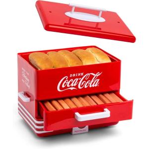 imageNostalgia Game Day Hot Dog Steamer and Bun Warmer Fits 20 Dogs and 8 Buns Steams Pot Stickers Veggies Potatoes and Other Appetizers or ToppingsCoke Steamer