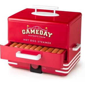 imageNostalgia Game Day Hot Dog Steamer and Bun Warmer Fits 20 Dogs and 8 Buns Steams Pot Stickers Veggies Potatoes and Other Appetizers or ToppingsGameday Steamer
