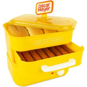 imageNostalgia Game Day Hot Dog Steamer and Bun Warmer Fits 20 Dogs and 8 Buns Steams Pot Stickers Veggies Potatoes and Other Appetizers or ToppingsOscar Mayer Steamer