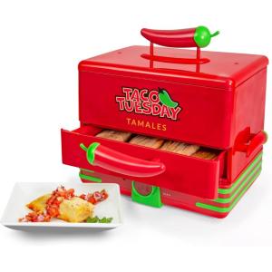 imageNostalgia Game Day Hot Dog Steamer and Bun Warmer Fits 20 Dogs and 8 Buns Steams Pot Stickers Veggies Potatoes and Other Appetizers or ToppingsTamale Steamer