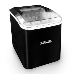 imageNostalgia Thermostar Automatic SelfCleaning Portable Electric Countertop Ice Maker Machine With Handle26 Pounds in 24 Hours with Ice Scoop and BasketPerfect for Water BottlesDrinksPartiesSilverBlack