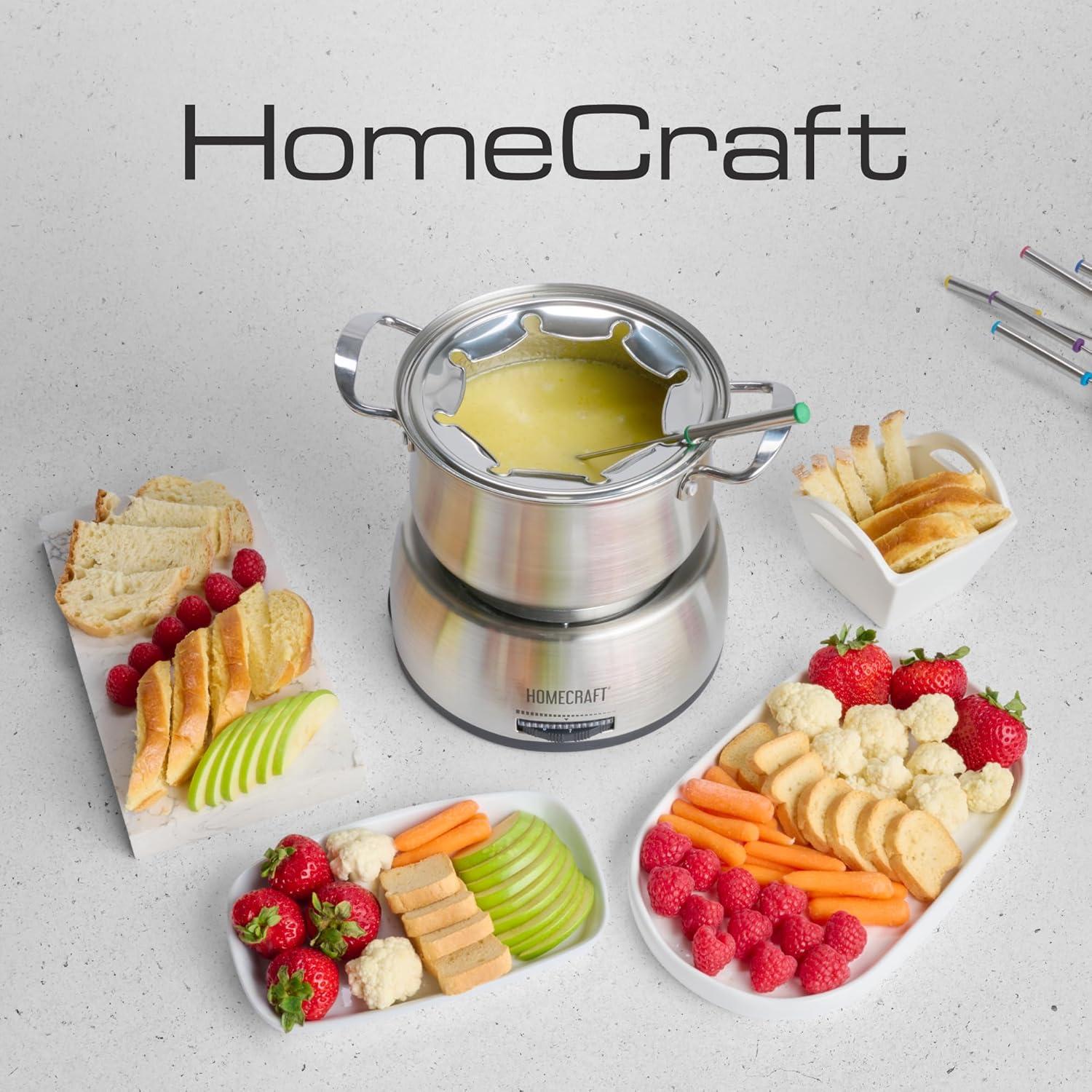 imageNostalgia 8Cup Electric Fondue Pot Set for Cheese ampamp Chocolate  8 ColorCoded Forks Adjustable Temperature Control  Stylish Serving for Hors dOeuvres Entrees and Desserts  Stainless Steel8 Cup Stainless