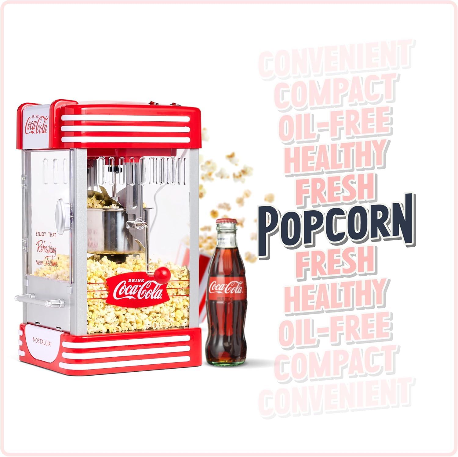 imageNostalgia CocaCola Popcorn Maker Machine  Professional Tabletop With 25 Oz Kettle Makes Up to 10 Cups  Vintage Popcorn Machine Movie Theater Style  Coke RedCoke Red