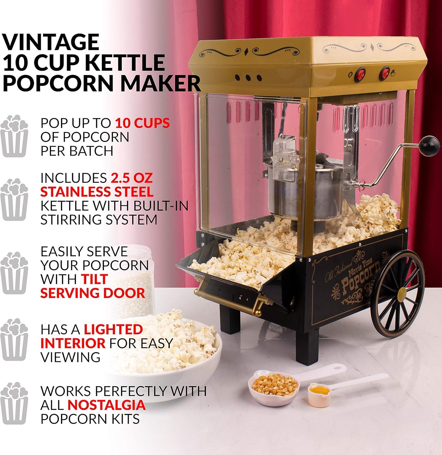 imageNostalgia CocaCola Popcorn Maker Machine  Professional Tabletop With 25 Oz Kettle Makes Up to 10 Cups  Vintage Popcorn Machine Movie Theater Style  Coke RedBlack  Gold
