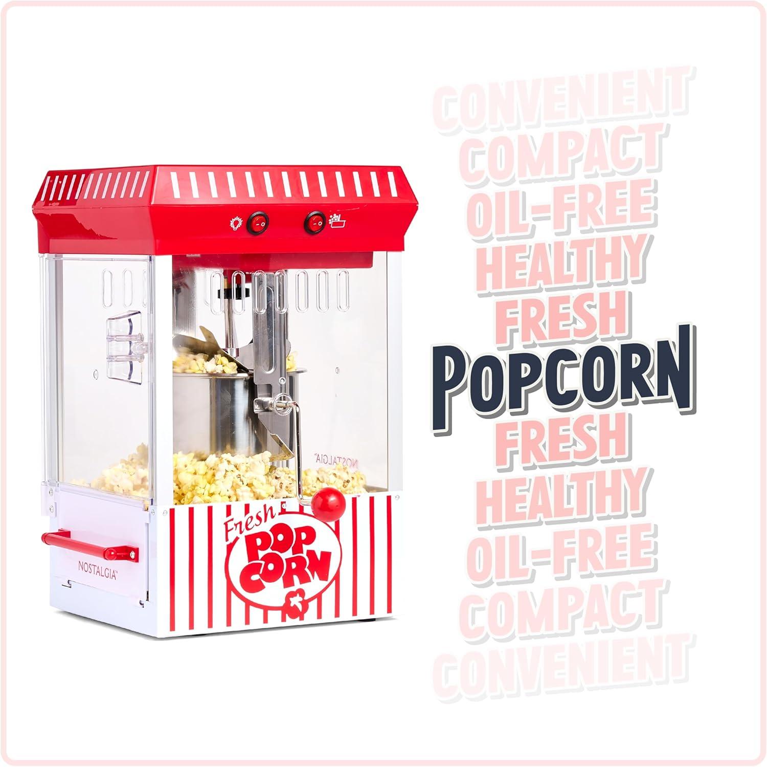 imageNostalgia CocaCola Popcorn Maker Machine  Professional Tabletop With 25 Oz Kettle Makes Up to 10 Cups  Vintage Popcorn Machine Movie Theater Style  Coke RedRed  White