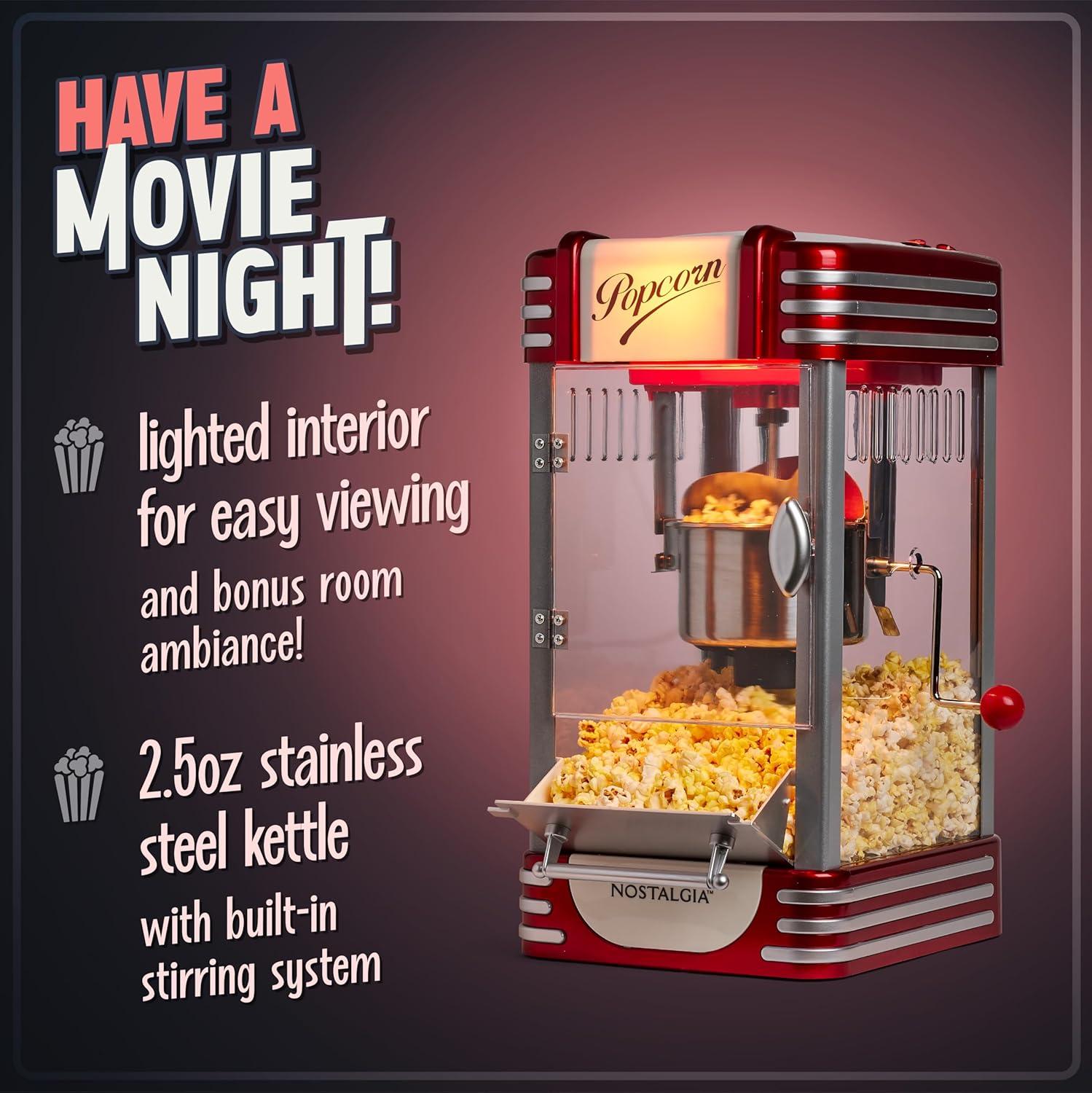 imageNostalgia CocaCola Popcorn Maker Machine  Professional Tabletop With 25 Oz Kettle Makes Up to 10 Cups  Vintage Popcorn Machine Movie Theater Style  Coke RedMetalic Red