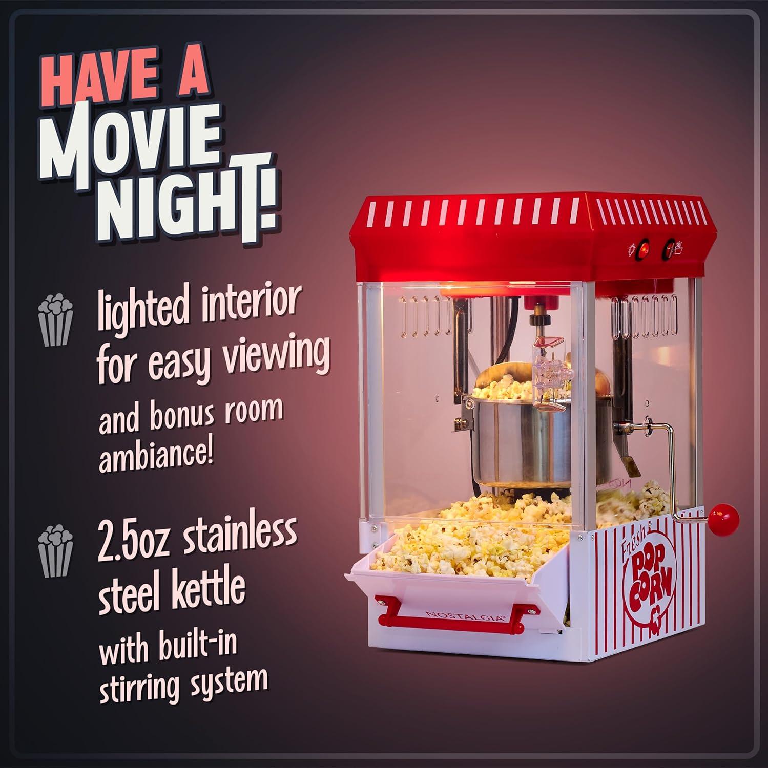 imageNostalgia CocaCola Popcorn Maker Machine  Professional Tabletop With 25 Oz Kettle Makes Up to 10 Cups  Vintage Popcorn Machine Movie Theater Style  Coke RedRed  White
