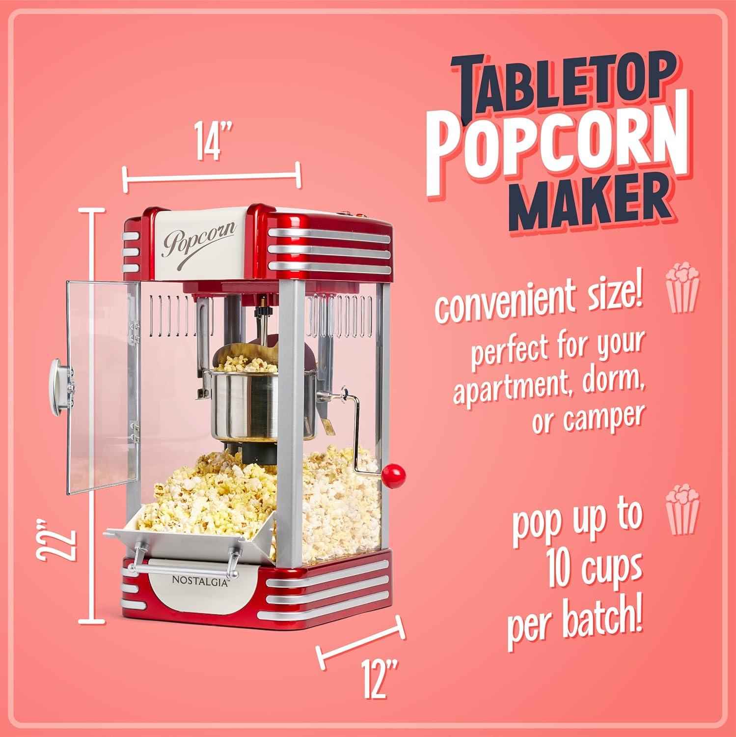 imageNostalgia CocaCola Popcorn Maker Machine  Professional Tabletop With 25 Oz Kettle Makes Up to 10 Cups  Vintage Popcorn Machine Movie Theater Style  Coke RedMetalic Red