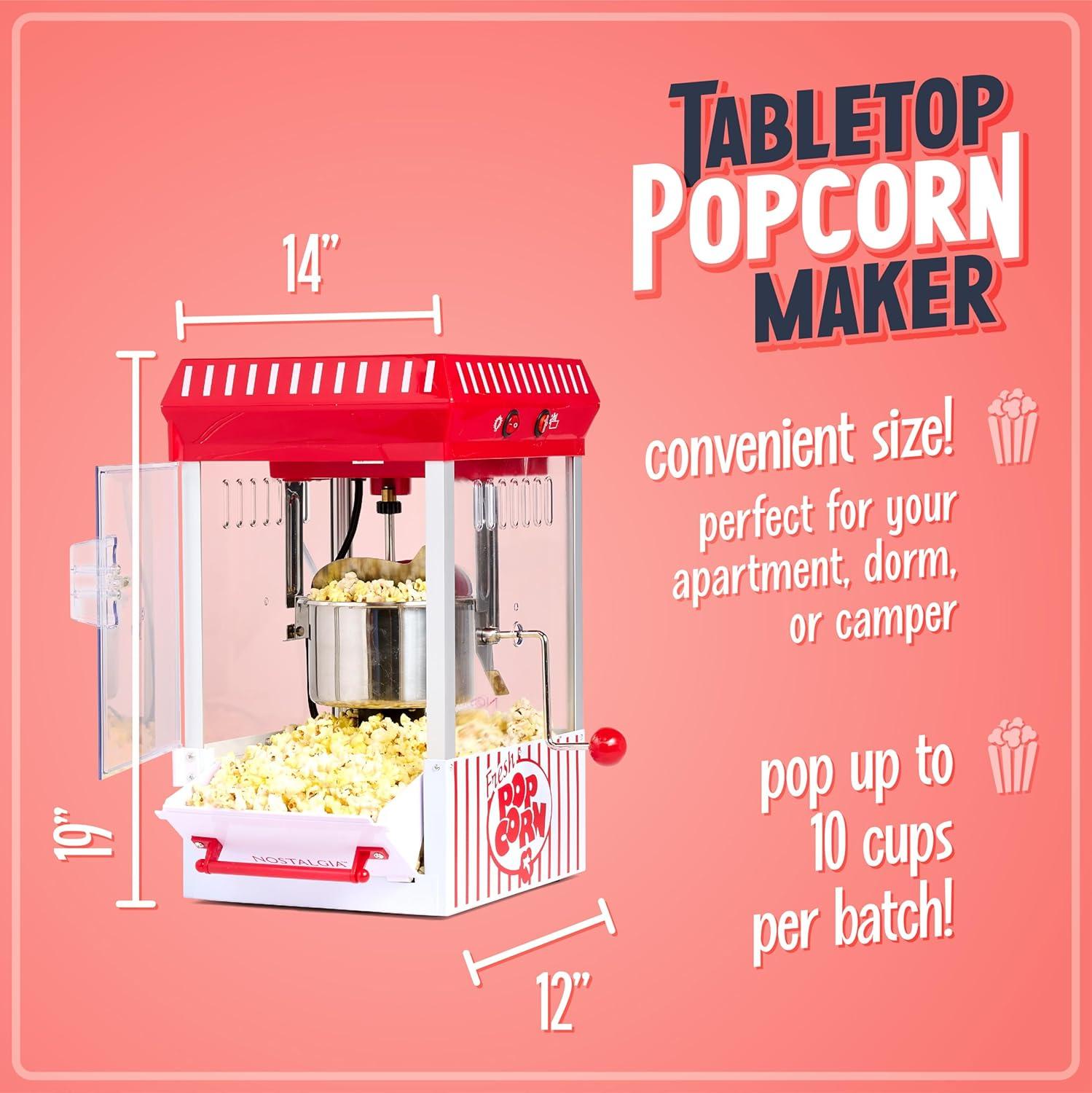 imageNostalgia CocaCola Popcorn Maker Machine  Professional Tabletop With 25 Oz Kettle Makes Up to 10 Cups  Vintage Popcorn Machine Movie Theater Style  Coke RedRed  White