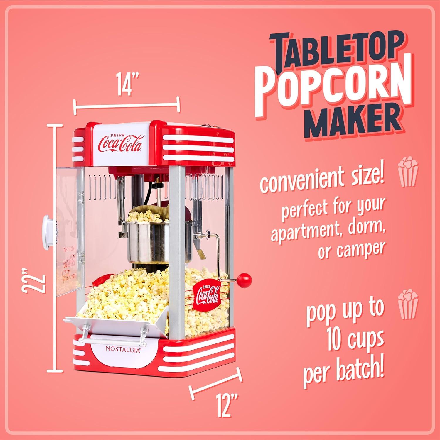 imageNostalgia CocaCola Popcorn Maker Machine  Professional Tabletop With 25 Oz Kettle Makes Up to 10 Cups  Vintage Popcorn Machine Movie Theater Style  Coke RedCoke Red