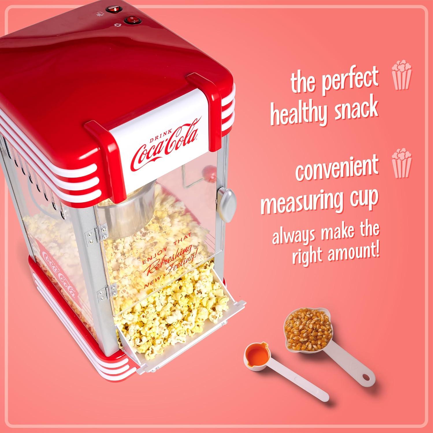 imageNostalgia CocaCola Popcorn Maker Machine  Professional Tabletop With 25 Oz Kettle Makes Up to 10 Cups  Vintage Popcorn Machine Movie Theater Style  Coke RedCoke Red