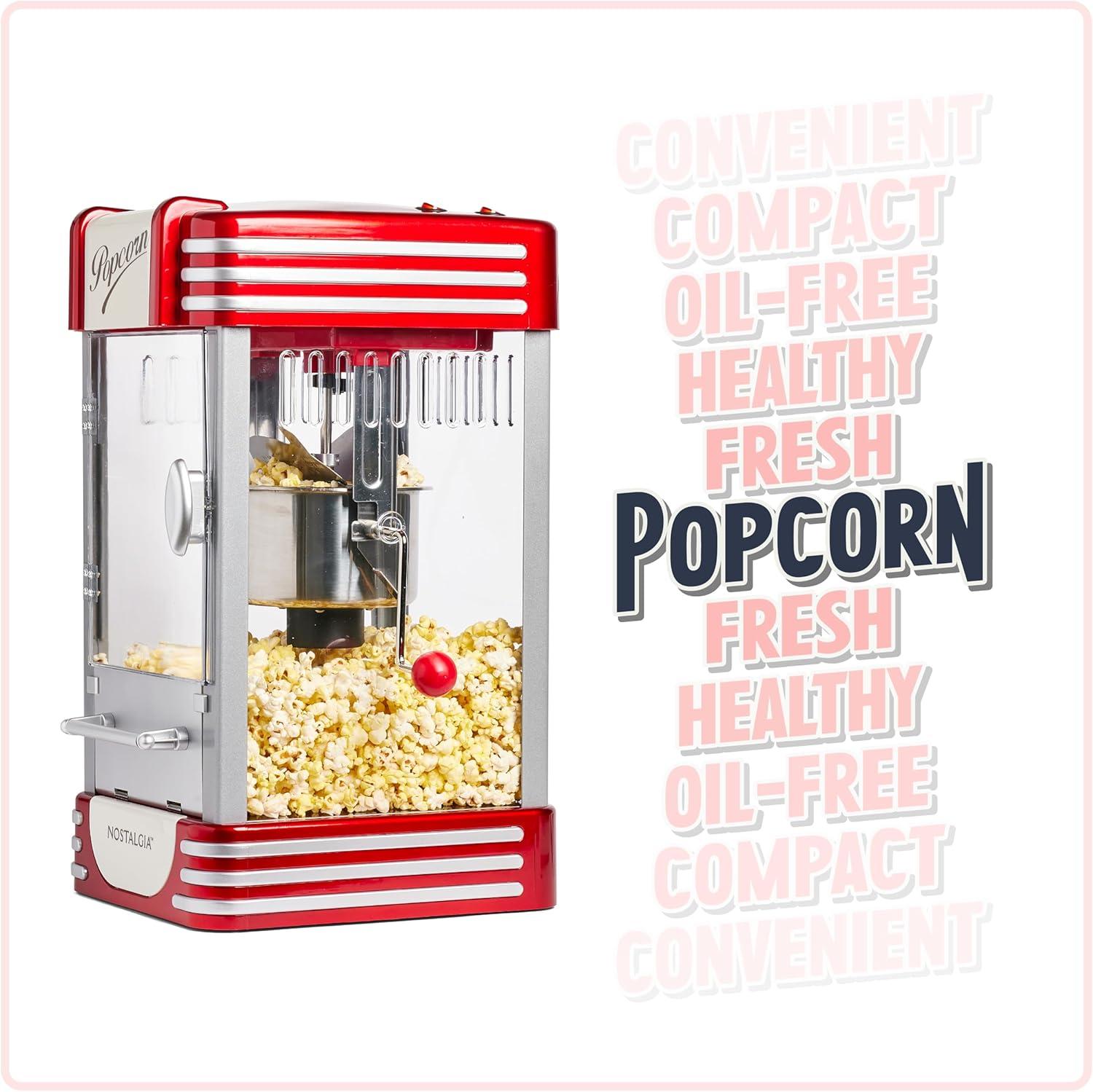 imageNostalgia CocaCola Popcorn Maker Machine  Professional Tabletop With 25 Oz Kettle Makes Up to 10 Cups  Vintage Popcorn Machine Movie Theater Style  Coke RedMetalic Red
