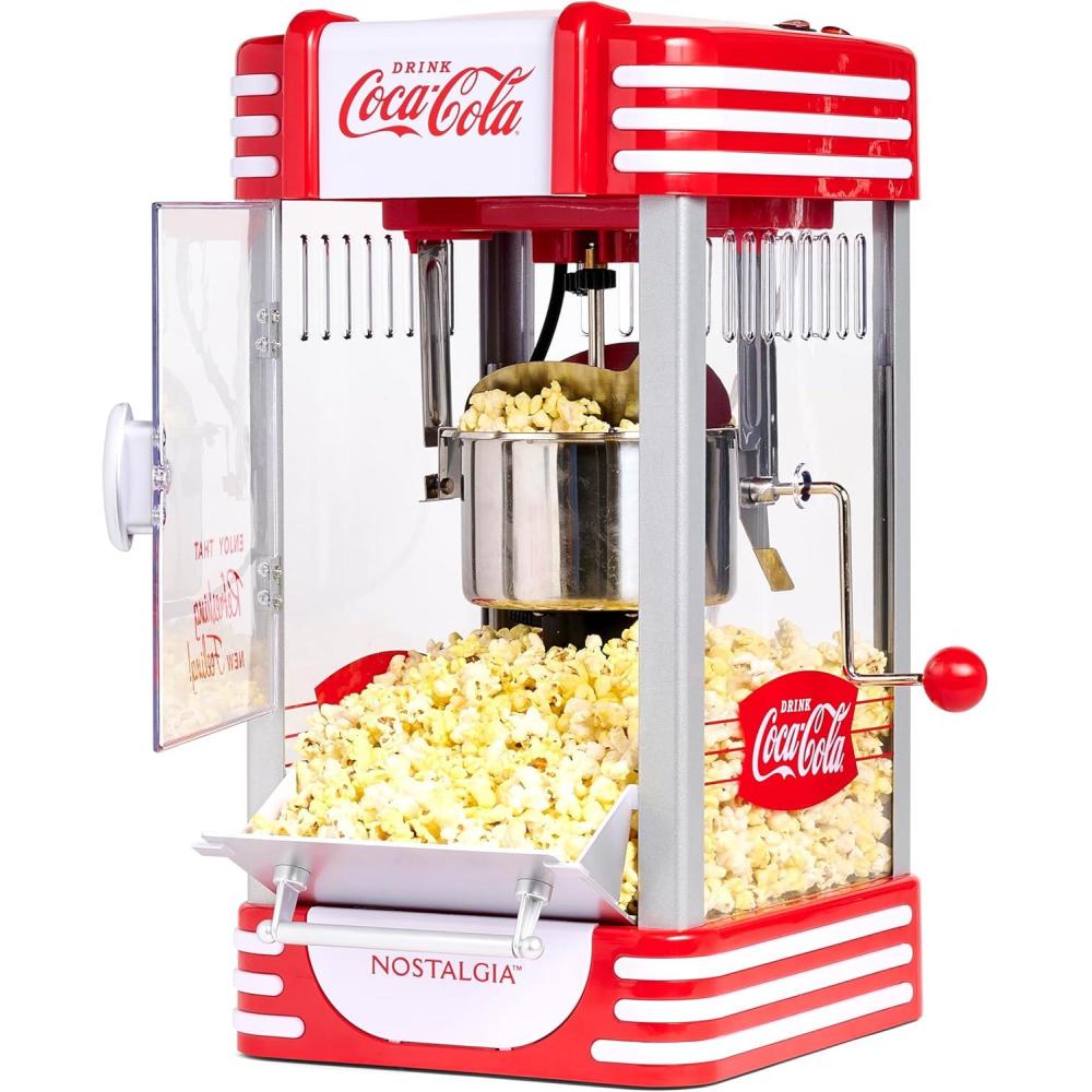 imageNostalgia CocaCola Popcorn Maker Machine  Professional Tabletop With 25 Oz Kettle Makes Up to 10 Cups  Vintage Popcorn Machine Movie Theater Style  Coke RedCoke Red