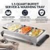 imageHomeCraft HCBS15SS 3Station 15Quart Stainless Steel Buffet Server Slow Cooker ampamp Warming Tray Adjustable Temperature Perfect for Dinner Appetizers15Quart Stainless Steel Buffet Cooker