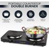 imageHomeCraft HCSB75BK Portable Countertop Single Burner Hot Plate Electric Cooktop 750 Watts Adjustable Temperature Control BlackCountertop Double Burner