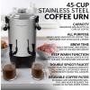 imageHomecraft 100Cup Coffee Urn and Hot Beverage Dispenser with Dripless Faucet QuickBrewing Stainless Steel45 Cup Double Spigot