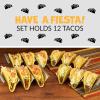imageNostalgia Taco Tuesday 10Inch Tortilla Chip ampamp Salsa Bowl Perfect For Potato Chips Pretzels Veggies Ranch Guacamole Dips Hummus BrownTaco Holder Set