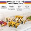 imageNostalgia Taco Tuesday 10Inch Tortilla Chip ampamp Salsa Bowl Perfect For Potato Chips Pretzels Veggies Ranch Guacamole Dips Hummus BrownTaco Holder Set