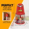 imageNostalgia Taco Tuesday 2Speed Chopper Perfect For Salsa Guacamole Dip Sauces Hummus Stainless Steel Blades 2Cup Capacity Red