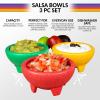 imageNostalgia Taco Tuesday 3Piece Bowl Set in Red Yellow Green Made of Durable Dishwasher Safe Plastic Perfect For Salsa Guacamole Queso Condiments ampamp Dipping Sauces 1Cup3Piece Bowls