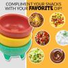 imageNostalgia Taco Tuesday 3Piece Bowl Set in Red Yellow Green Made of Durable Dishwasher Safe Plastic Perfect For Salsa Guacamole Queso Condiments ampamp Dipping Sauces 1Cup3Piece Bowls