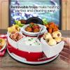 imageNostalgia Taco Tuesday Heated Lazy Susan Taco Bar Serving Set for a Party with 4 Tortilla Holders Fondue Pot for Burritos Nachos and Fajitas  20 Oz  RedLazy Susan Gameday
