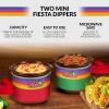 imageNostalgia Taco Tuesday Two Mini Fiesta Dippers 065 Qt Capacity Includes Lid Perfect For Queso Chili Beans Chicken Beef RedGreen