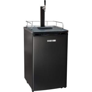 imageHomeCraft Black Stainless Steel FullSize Kegerator Draft Beer Dispenser ampamp Beer Cooler SpringLoaded Tap Dispenser Holds 16 14 12 Barrels 25Pound CO2 Tank Single Meter Regulator