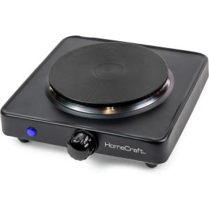 imageHomeCraft HCSB75BK Portable Countertop Single Burner Hot Plate Electric Cooktop 750 Watts Adjustable Temperature Control BlackCountertop Single Burner