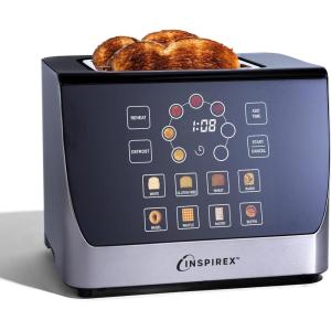 imageInspirex Touch Screen Display Smart Toaster 2 Slice with 8 Bread Type and 7 Browning Modes Automatic Lowering and Raising Digital Countdown Modern Style Stainless SteelInspirex Automatic