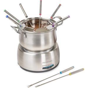 imageNostalgia 8Cup Electric Fondue Pot Set for Cheese ampamp Chocolate  8 ColorCoded Forks Adjustable Temperature Control  Stylish Serving for Hors dOeuvres Entrees and Desserts  Stainless Steel8 Cup Stainless