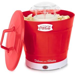 imageNostalgia CocaCola Hot Air Electric Popcorn Maker 8 Cups Healthy Oil Free Popcorn with Measuring Scoop Peace ampamp Harmony AquaHot Air Bucket Coke