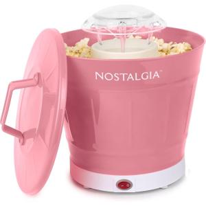 imageNostalgia CocaCola Hot Air Electric Popcorn Maker 8 Cups Healthy Oil Free Popcorn with Measuring Scoop Peace ampamp Harmony AquaHot Air Bucket Coral