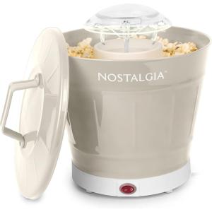 imageNostalgia CocaCola Hot Air Electric Popcorn Maker 8 Cups Healthy Oil Free Popcorn with Measuring Scoop Peace ampamp Harmony AquaHot Air Bucket Khaki