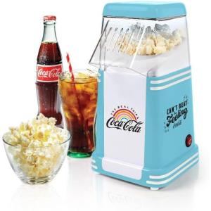 imageNostalgia CocaCola Hot Air Electric Popcorn Maker 8 Cups Healthy Oil Free Popcorn with Measuring Scoop Peace ampamp Harmony AquaHot Air Peace  Harmony