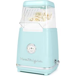 imageNostalgia CocaCola Hot Air Electric Popcorn Maker 8 Cups Healthy Oil Free Popcorn with Measuring Scoop Peace ampamp Harmony AquaHotAir Aqua