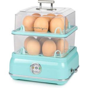 imageNostalgia HomeCraft Premium Stainless Steel 8 Capacity Electric Large HardBoiled Egg Cooker Poached Scrambled Omelets Whites Sandwiches for Keto ampamp LowCarb Diets Vegetable Steamer with Buzzer14Egg