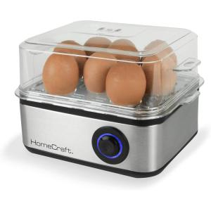 imageNostalgia HomeCraft Premium Stainless Steel 8 Capacity Electric Large HardBoiled Egg Cooker Poached Scrambled Omelets Whites Sandwiches for Keto ampamp LowCarb Diets Vegetable Steamer with Buzzer8Egg