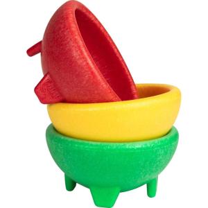 imageNostalgia Taco Tuesday 3Piece Bowl Set in Red Yellow Green Made of Durable Dishwasher Safe Plastic Perfect For Salsa Guacamole Queso Condiments ampamp Dipping Sauces 1Cup3Piece Bowls