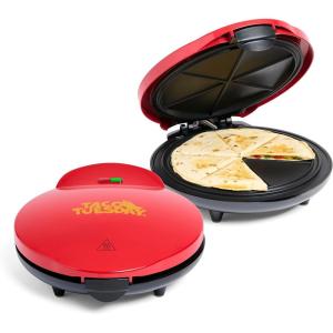imageTaco Tuesday Deluxe 10inch 6Wedge Electric Quesadilla Maker with Extra Stuffing Latch Red10Inch Quesadilla Maker