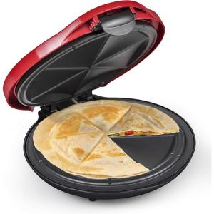 imageTaco Tuesday Deluxe 10inch 6Wedge Electric Quesadilla Maker with Extra Stuffing Latch Red10Inch Quesadilla Maker Original