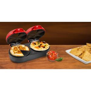 imageTaco Tuesday Deluxe 10inch 6Wedge Electric Quesadilla Maker with Extra Stuffing Latch Red5Inch Double Quesadilla Maker