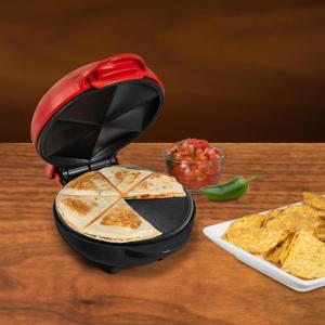 imageTaco Tuesday Deluxe 10inch 6Wedge Electric Quesadilla Maker with Extra Stuffing Latch Red5Inch Quesadilla Maker